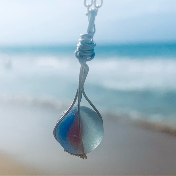 Caribbean Marble Seaglass Necklace - Picture 8 of 9